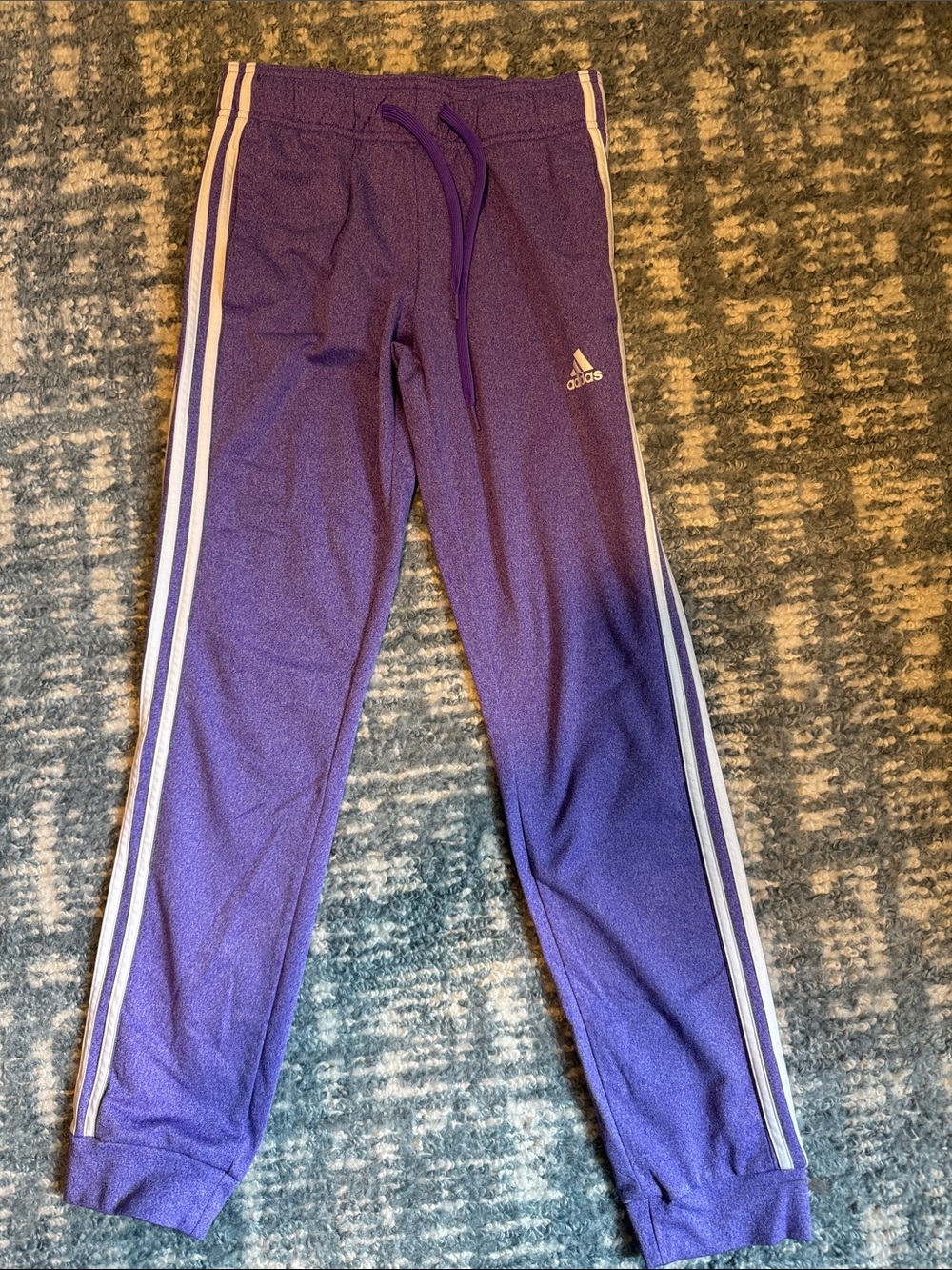 adidas Purple Joggers with White Side Stripes and Drawcord